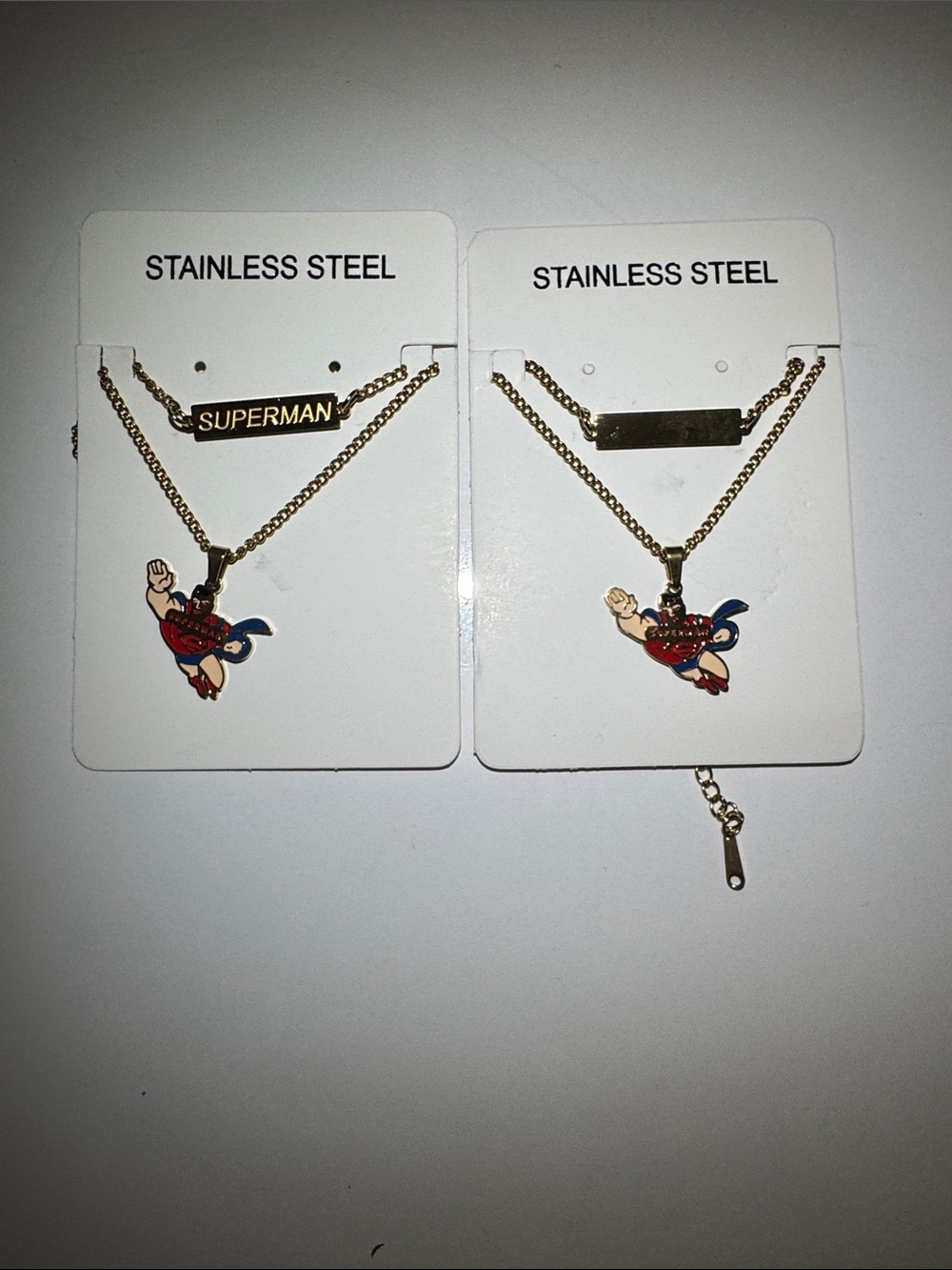 Kids Gold-Tone Superman Pendant Necklace - Red & Blue Charm